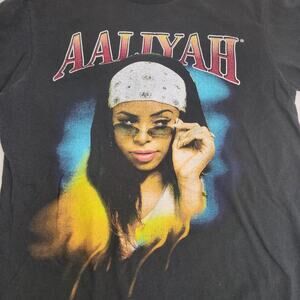 AALIYAH "Trippy" Hip-Hop Graphic Short Sleeve Black T-Shirt Men's Size MD